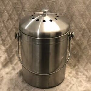 Compost Bin Stainless Steel Kitchen Waste Pail 1.3 Gallon Indoor Countertop